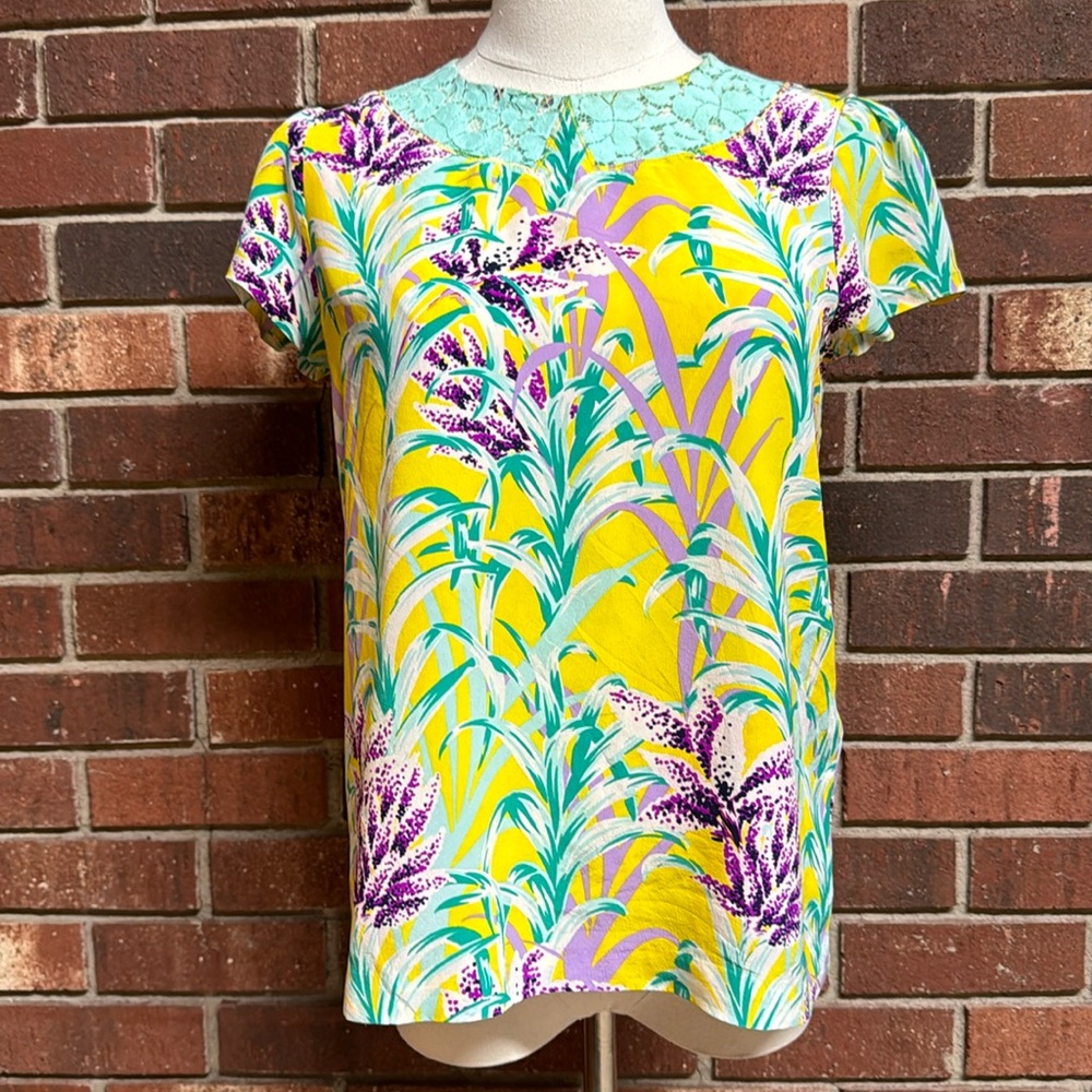 Kate Spade Floral Roslyn Silk Blouse Size 2